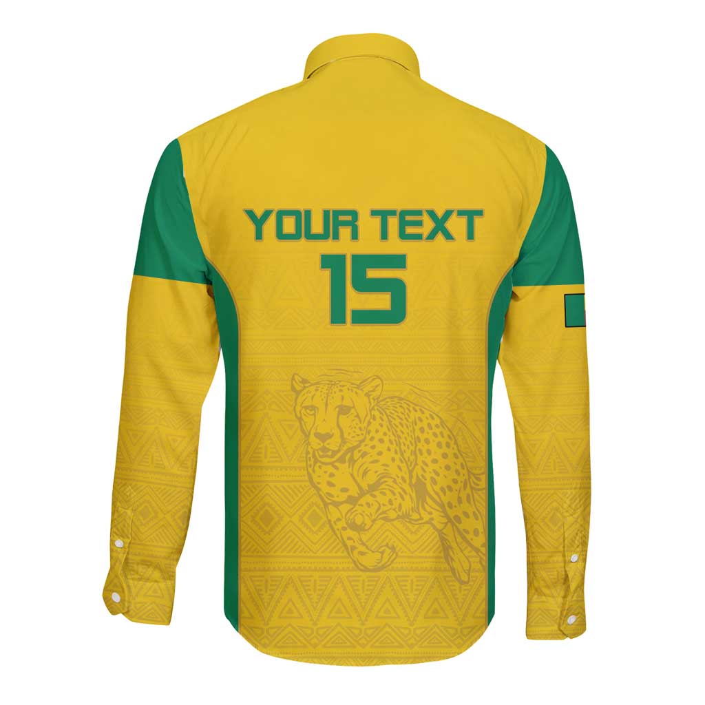 Custom Benin Football Long Sleeve Button Shirt Go Champions Les Guepards - Wonder Print Shop