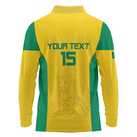 Custom Benin Football Long Sleeve Polo Shirt Go Champions Les Guepards - Wonder Print Shop