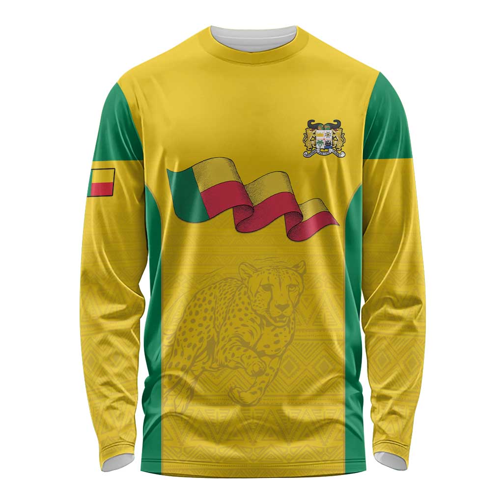 Custom Benin Football Long Sleeve Shirt Go Champions Les Guepards - Wonder Print Shop