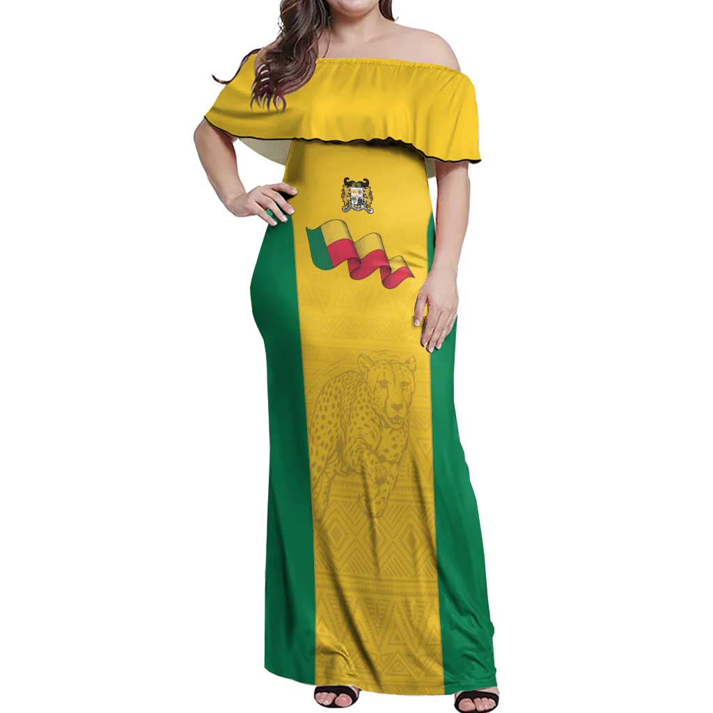 Custom Benin Football Off Shoulder Maxi Dress Go Champions Les Guepards - Wonder Print Shop