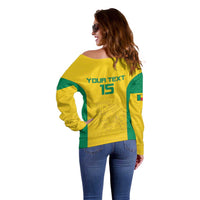 Custom Benin Football Off Shoulder Sweater Go Champions Les Guepards - Wonder Print Shop