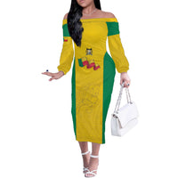 Custom Benin Football Off The Shoulder Long Sleeve Dress Go Champions Les Guepards - Wonder Print Shop