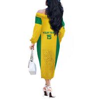 Custom Benin Football Off The Shoulder Long Sleeve Dress Go Champions Les Guepards - Wonder Print Shop