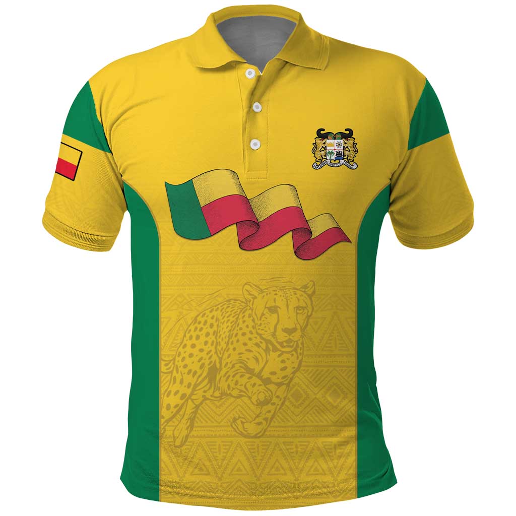 Custom Benin Football Polo Shirt Go Champions Les Guepards - Wonder Print Shop