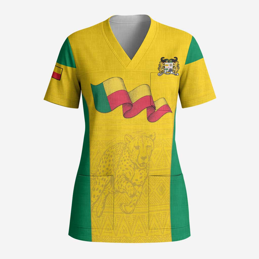 Custom Benin Football Scrub Top Go Champions Les Guepards - Wonder Print Shop