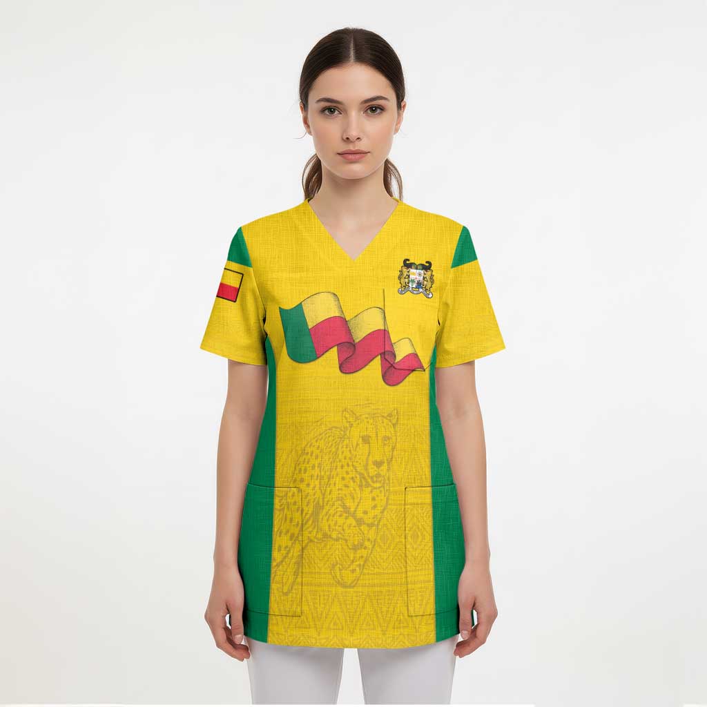 Custom Benin Football Scrub Top Go Champions Les Guepards - Wonder Print Shop