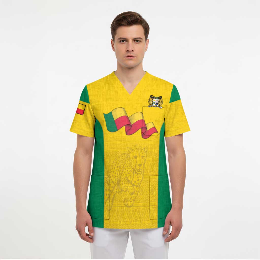 Custom Benin Football Scrub Top Go Champions Les Guepards - Wonder Print Shop