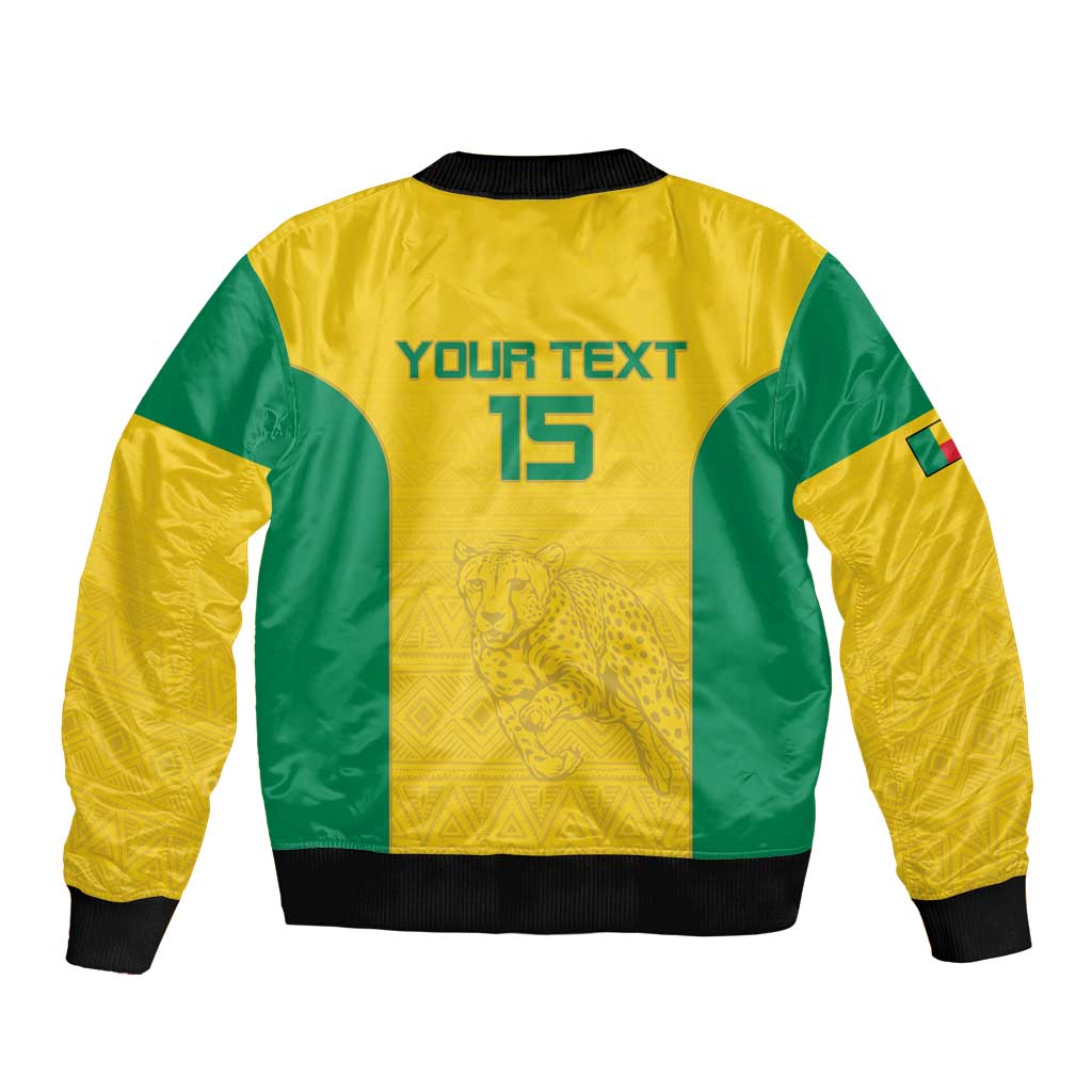 Custom Benin Football Sleeve Zip Bomber Jacket Go Champions Les Guepards - Wonder Print Shop