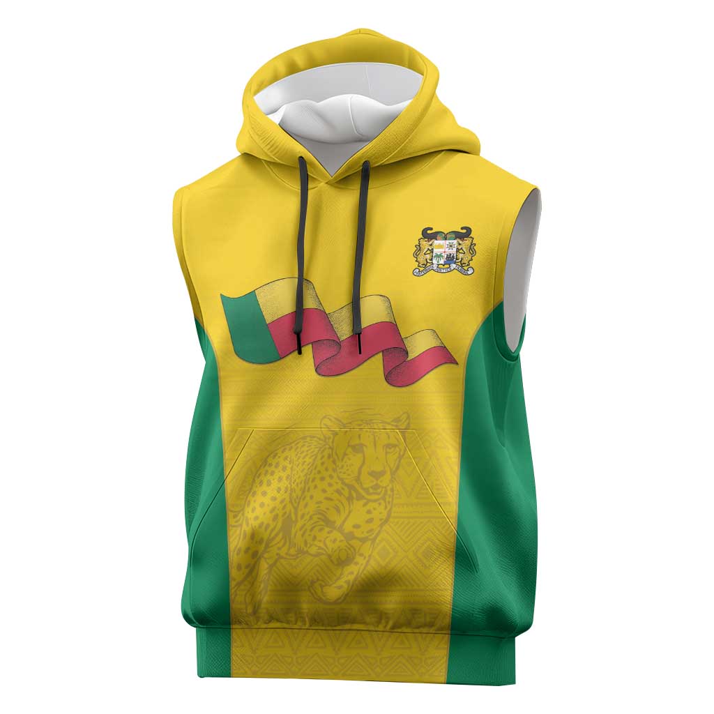 Custom Benin Football Sleeveless Hoodie Go Champions Les Guepards - Wonder Print Shop