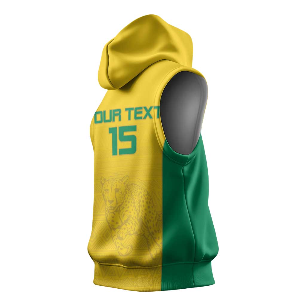 Custom Benin Football Sleeveless Hoodie Go Champions Les Guepards - Wonder Print Shop