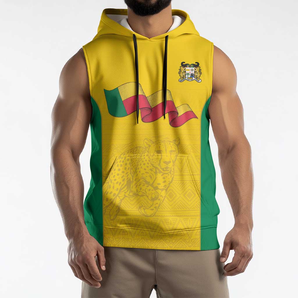 Custom Benin Football Sleeveless Hoodie Go Champions Les Guepards - Wonder Print Shop