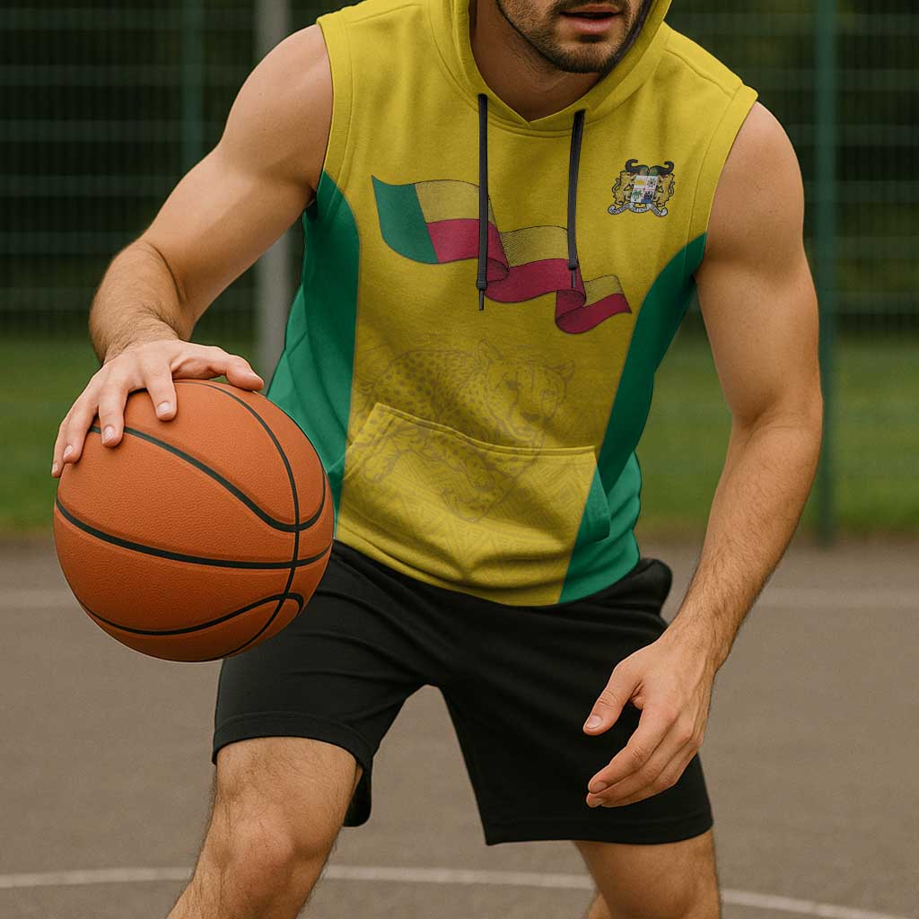Custom Benin Football Sleeveless Hoodie Go Champions Les Guepards - Wonder Print Shop