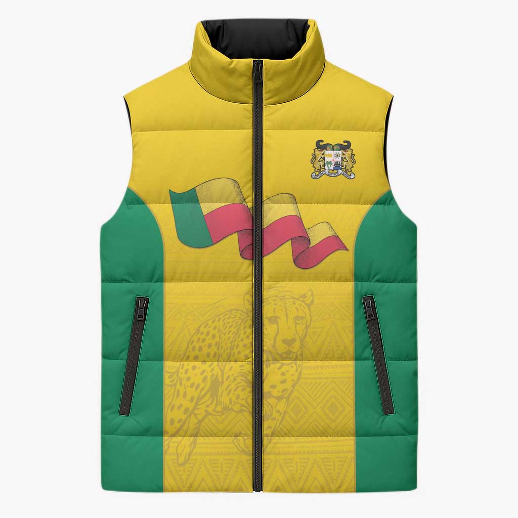 Custom Benin Football Sleeveless Puffer Jacket Go Champions Les Guepards - Wonder Print Shop