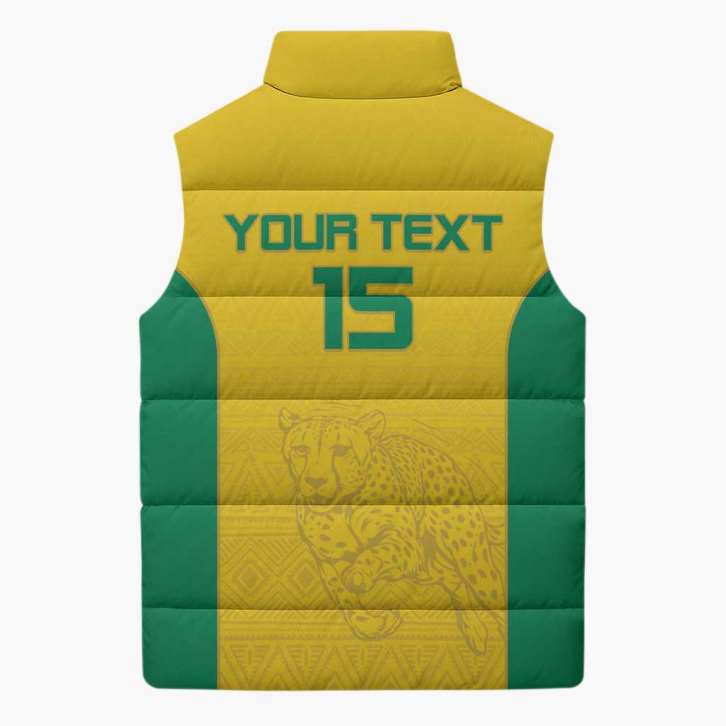 Custom Benin Football Sleeveless Puffer Jacket Go Champions Les Guepards - Wonder Print Shop