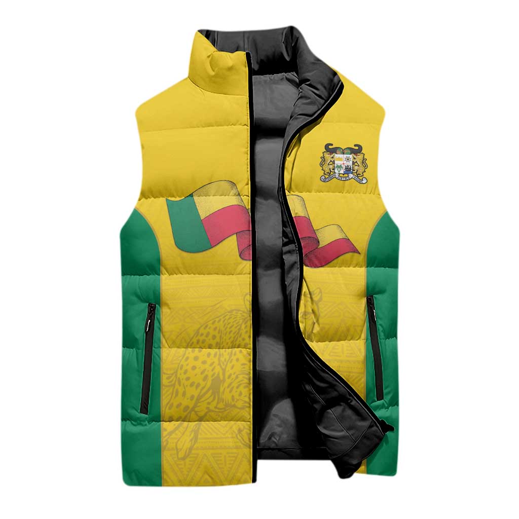 Custom Benin Football Sleeveless Puffer Jacket Go Champions Les Guepards - Wonder Print Shop