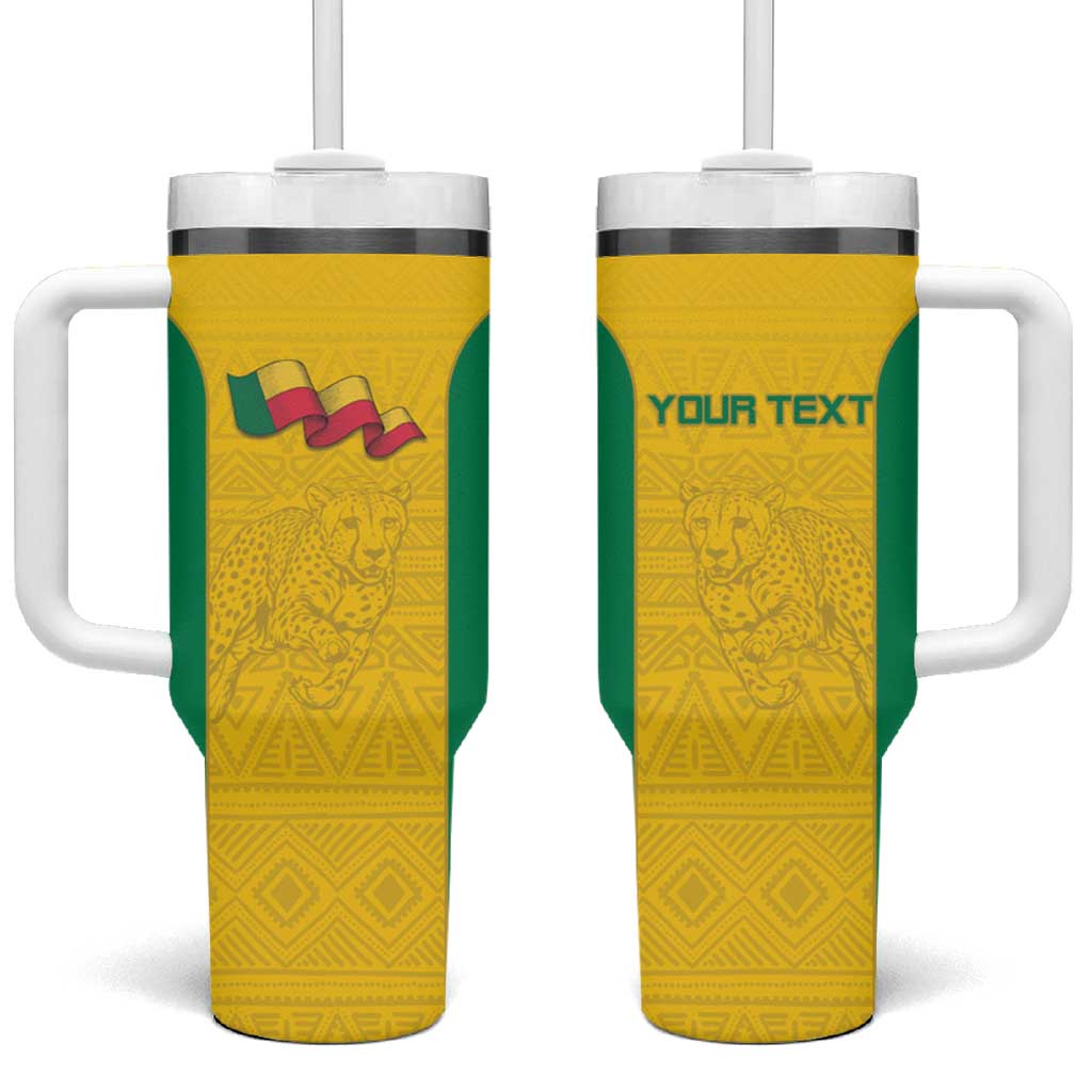 Custom Benin Football Tumbler With Handle Go Champions Les Guepards - Wonder Print Shop