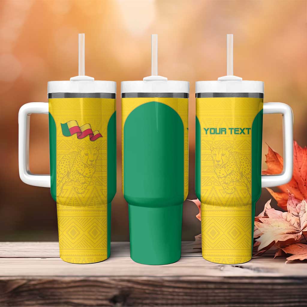 Custom Benin Football Tumbler With Handle Go Champions Les Guepards - Wonder Print Shop