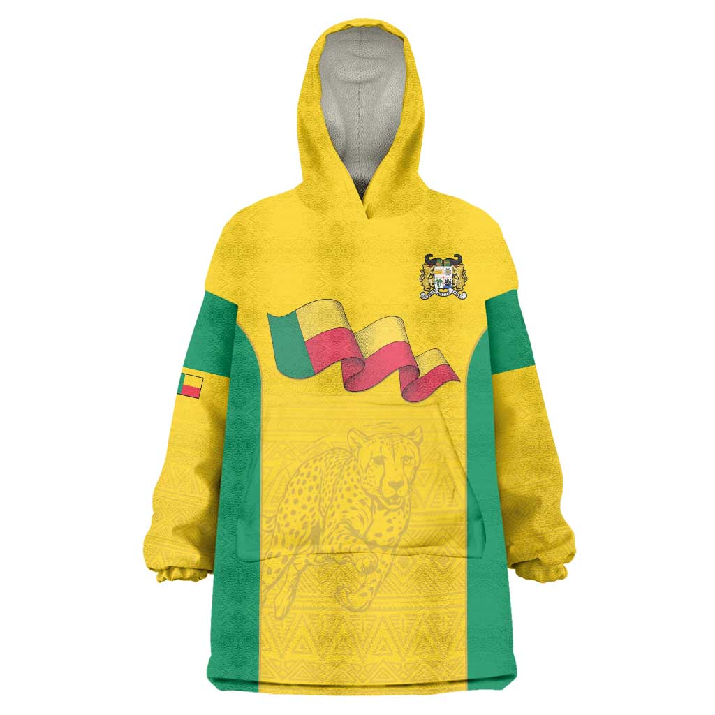 Custom Benin Football Wearable Blanket Hoodie Go Champions Les Guepards - Wonder Print Shop