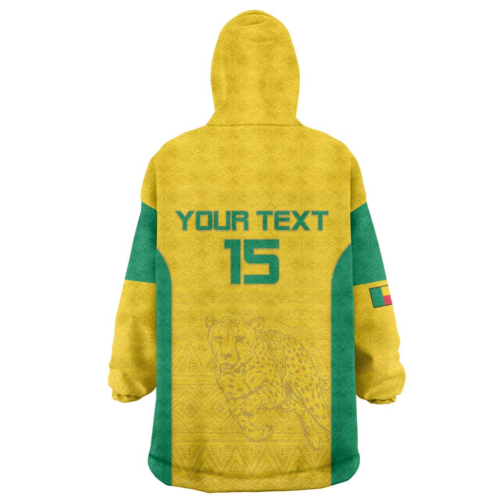 Custom Benin Football Wearable Blanket Hoodie Go Champions Les Guepards - Wonder Print Shop