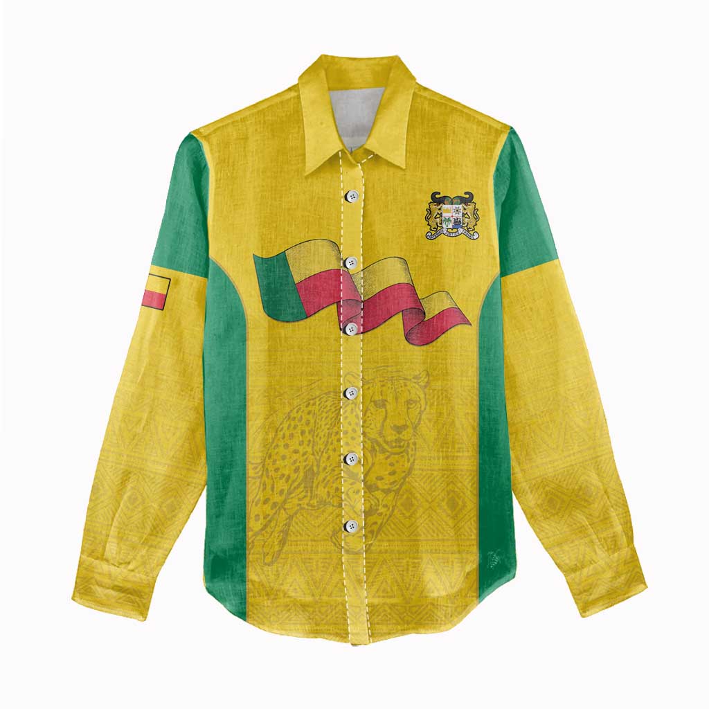 Custom Benin Football Women Casual Shirt Go Champions Les Guepards - Wonder Print Shop