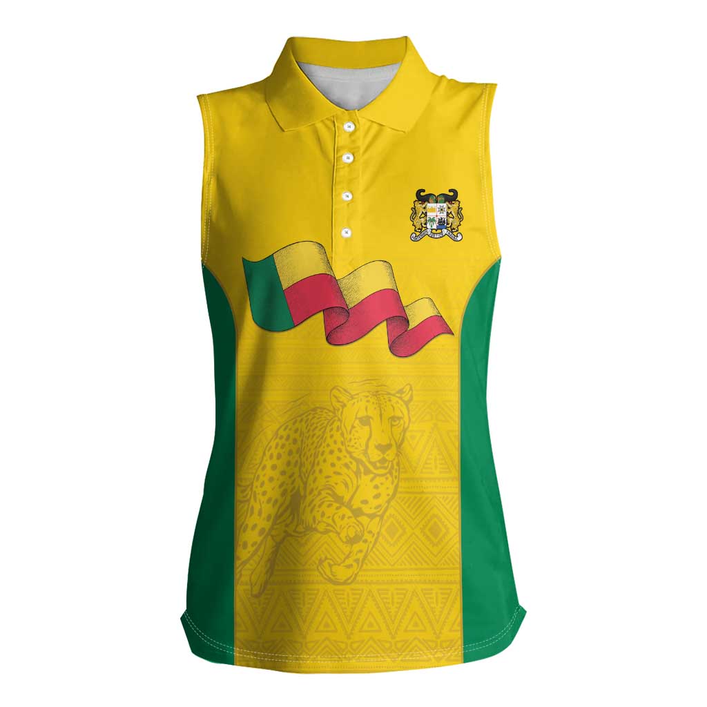 Custom Benin Football Women Sleeveless Polo Shirt Go Champions Les Guepards - Wonder Print Shop