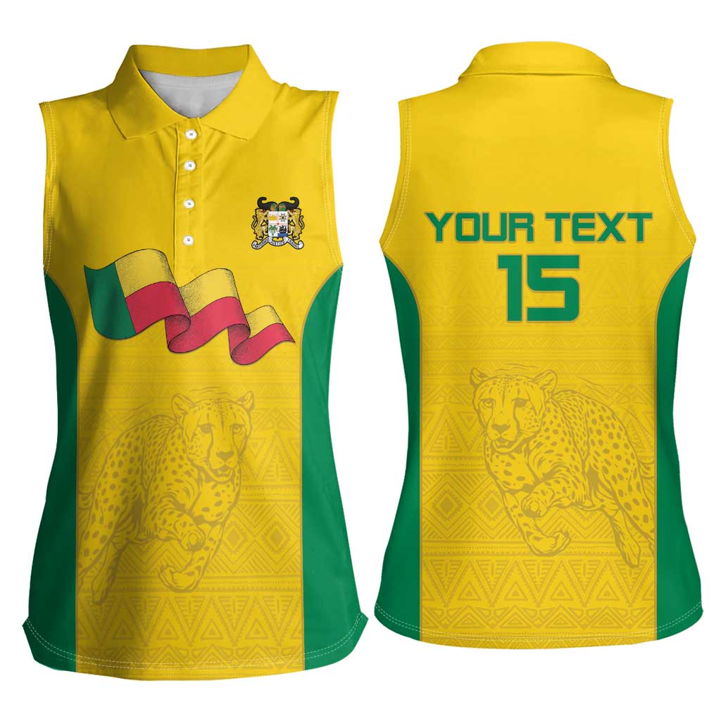 Custom Benin Football Women Sleeveless Polo Shirt Go Champions Les Guepards - Wonder Print Shop
