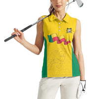 Custom Benin Football Women Sleeveless Polo Shirt Go Champions Les Guepards - Wonder Print Shop