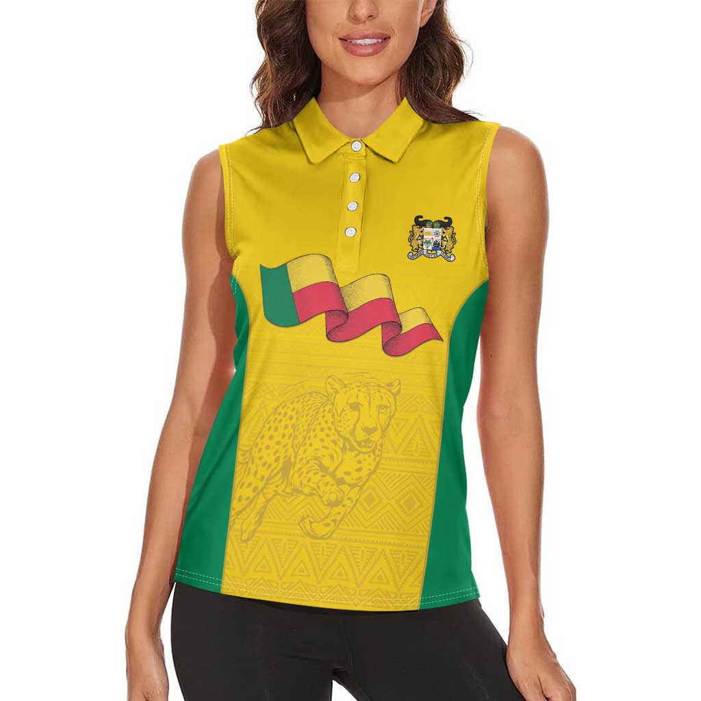 Custom Benin Football Women Sleeveless Polo Shirt Go Champions Les Guepards - Wonder Print Shop