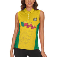 Custom Benin Football Women Sleeveless Polo Shirt Go Champions Les Guepards - Wonder Print Shop