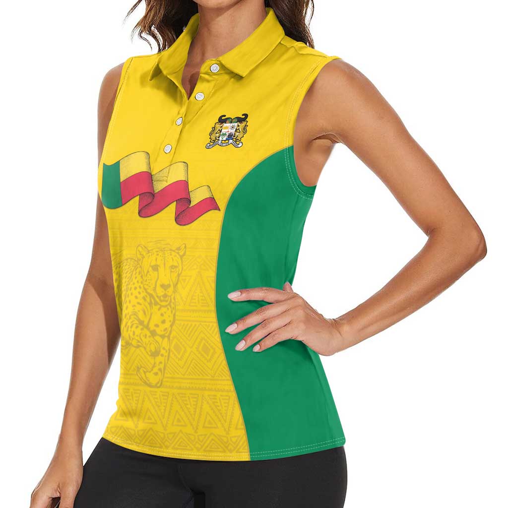 Custom Benin Football Women Sleeveless Polo Shirt Go Champions Les Guepards - Wonder Print Shop