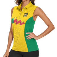 Custom Benin Football Women Sleeveless Polo Shirt Go Champions Les Guepards - Wonder Print Shop
