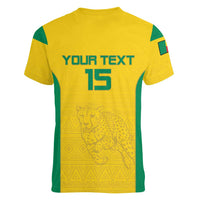 Custom Benin Football Women V-Neck T-Shirt Go Champions Les Guepards - Wonder Print Shop