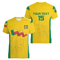 Custom Benin Football Women V-Neck T-Shirt Go Champions Les Guepards - Wonder Print Shop