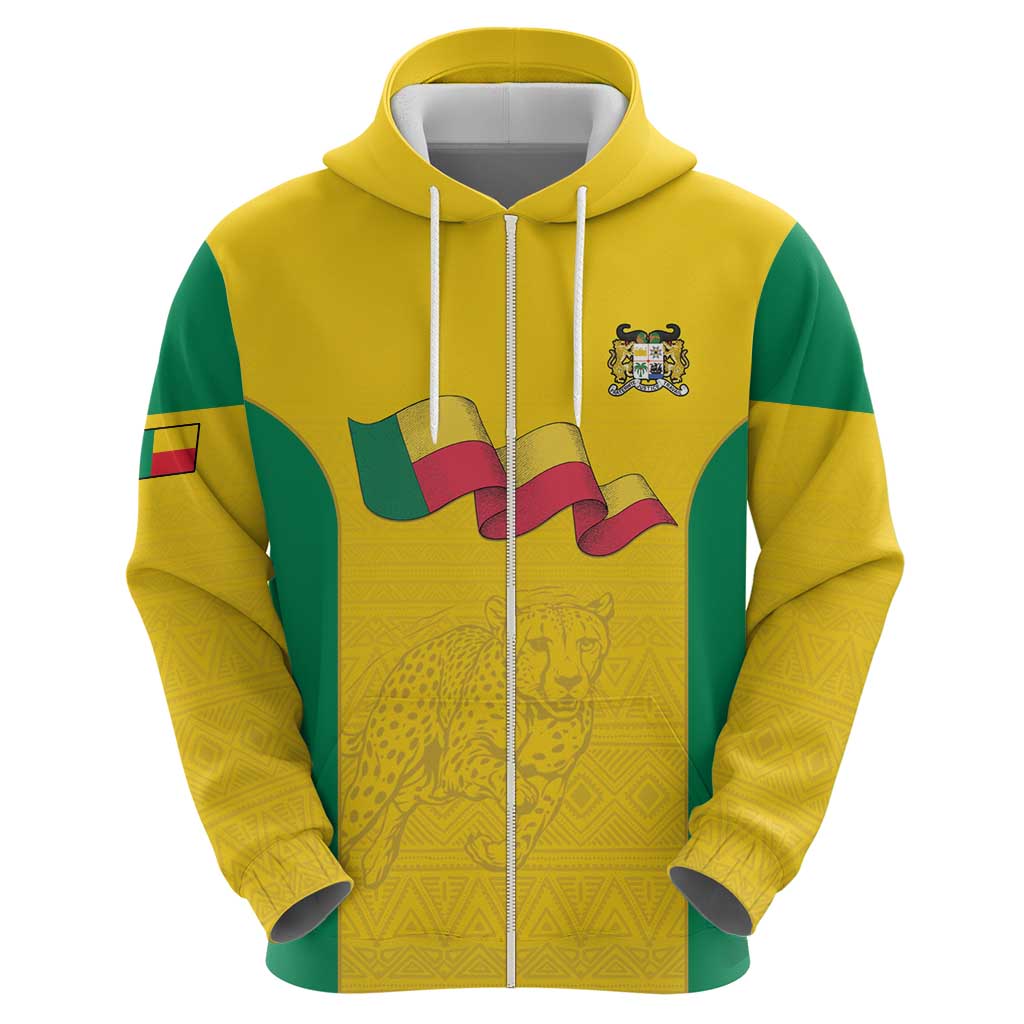 Custom Benin Football Zip Hoodie Go Champions Les Guepards - Wonder Print Shop