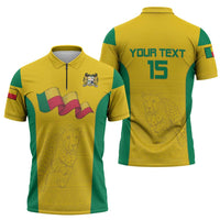 Custom Benin Football Zipper Polo Shirt Go Champions Les Guepards - Wonder Print Shop