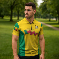 Custom Benin Football Zipper Polo Shirt Go Champions Les Guepards - Wonder Print Shop