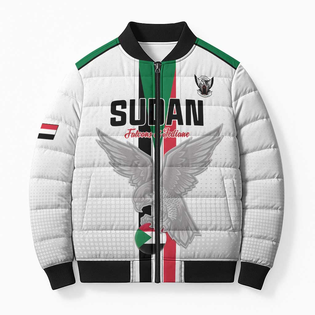 Custom Sudan Football Bomber Puffer Jacket Go Champions Falcons of Jediane - Wonder Print Shop