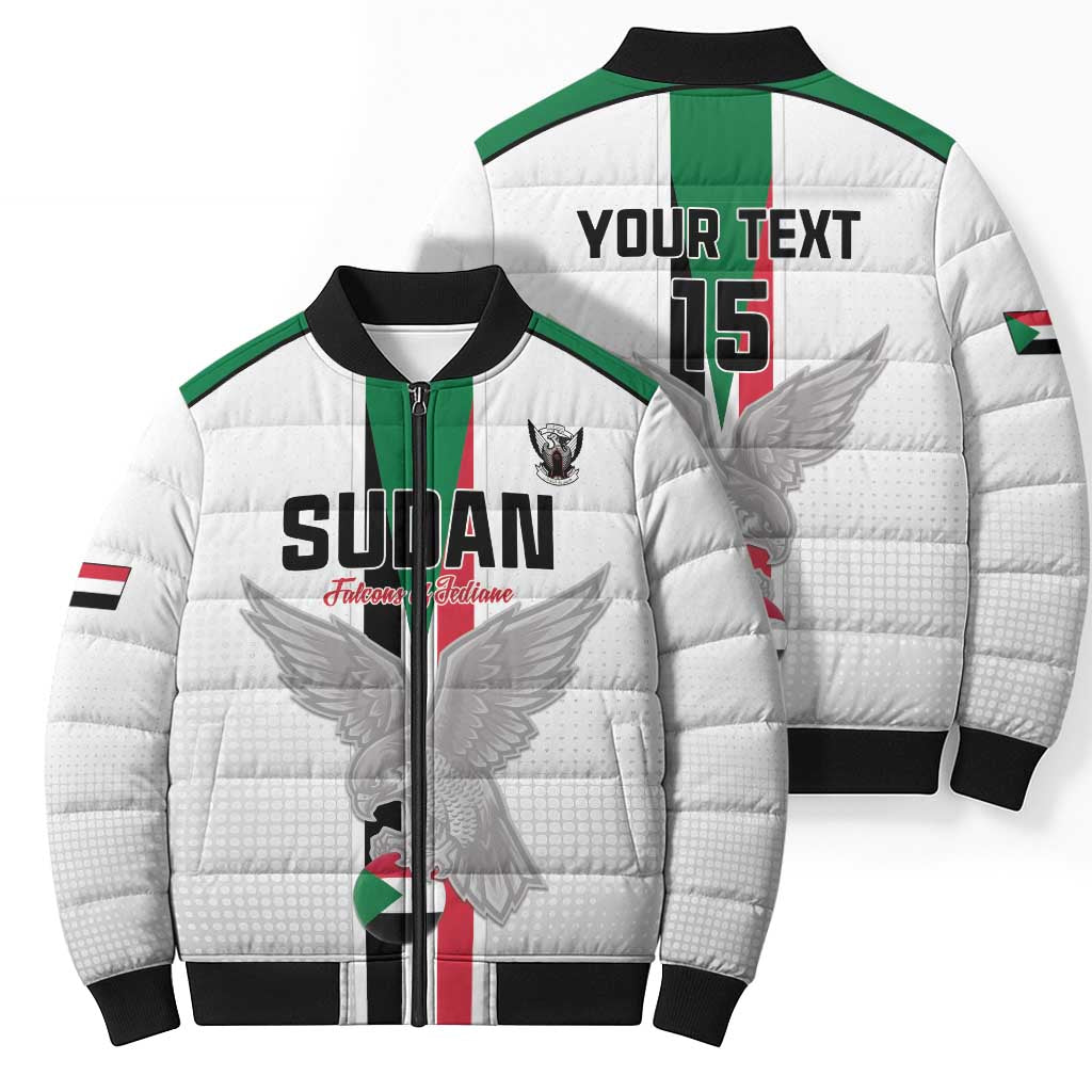 Custom Sudan Football Bomber Puffer Jacket Go Champions Falcons of Jediane - Wonder Print Shop