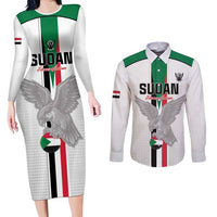 Custom Sudan Football Couples Matching Long Sleeve Bodycon Dress and Long Sleeve Button Shirt Go Champions Falcons of Jediane - Wonder Print Shop