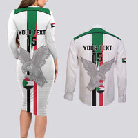 Custom Sudan Football Couples Matching Long Sleeve Bodycon Dress and Long Sleeve Button Shirt Go Champions Falcons of Jediane - Wonder Print Shop