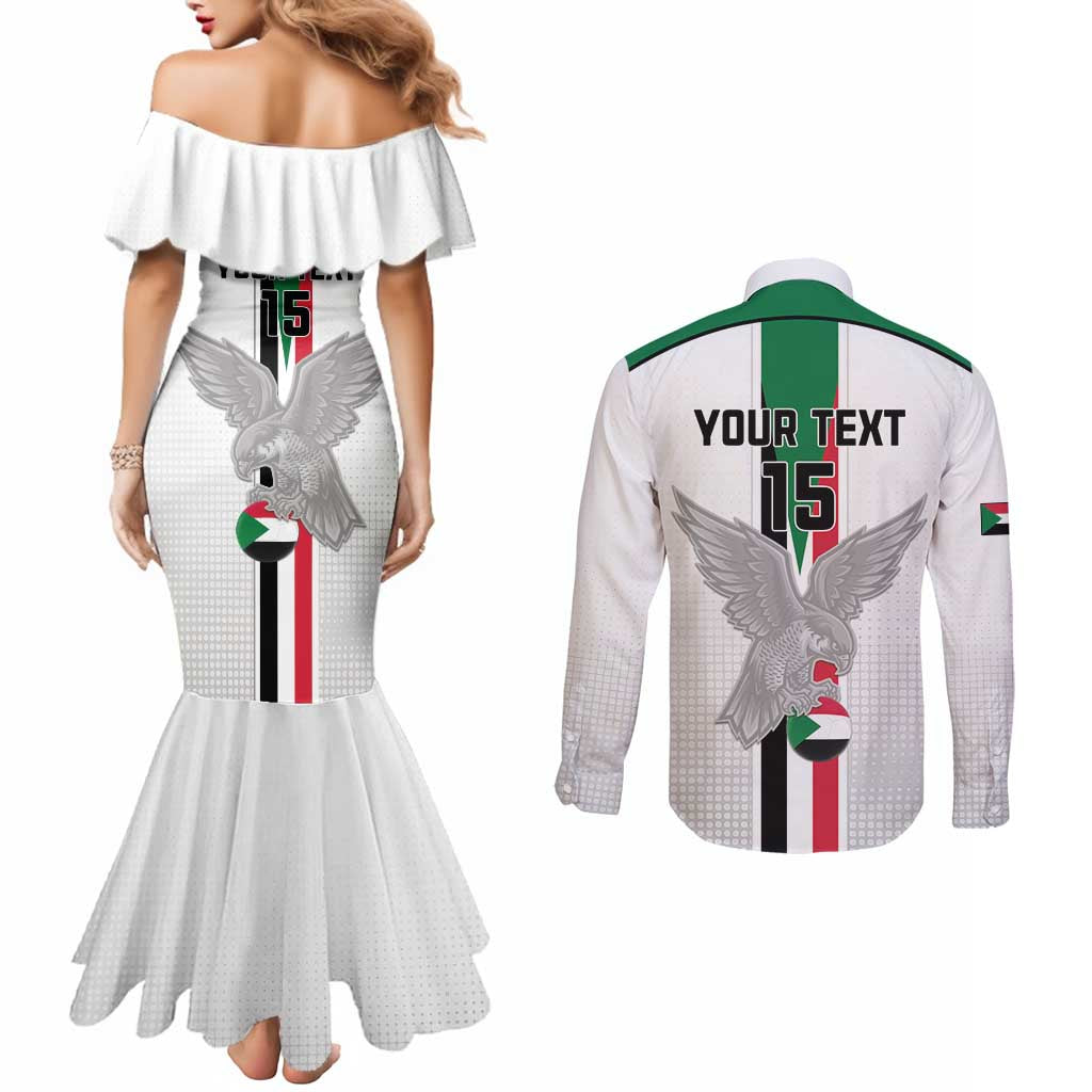 Custom Sudan Football Couples Matching Mermaid Dress and Long Sleeve Button Shirt Go Champions Falcons of Jediane - Wonder Print Shop