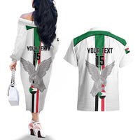 Custom Sudan Football Couples Matching Off The Shoulder Long Sleeve Dress and Hawaiian Shirt Go Champions Falcons of Jediane - Wonder Print Shop