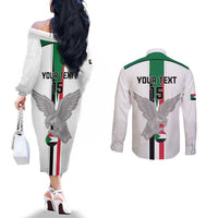 Custom Sudan Football Couples Matching Off The Shoulder Long Sleeve Dress and Long Sleeve Button Shirt Go Champions Falcons of Jediane - Wonder Print Shop