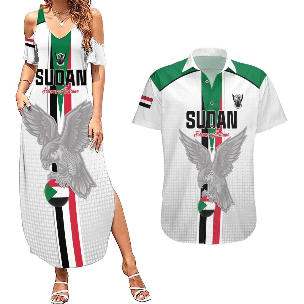 Custom Sudan Football Couples Matching Summer Maxi Dress and Hawaiian Shirt Go Champions Falcons of Jediane - Wonder Print Shop
