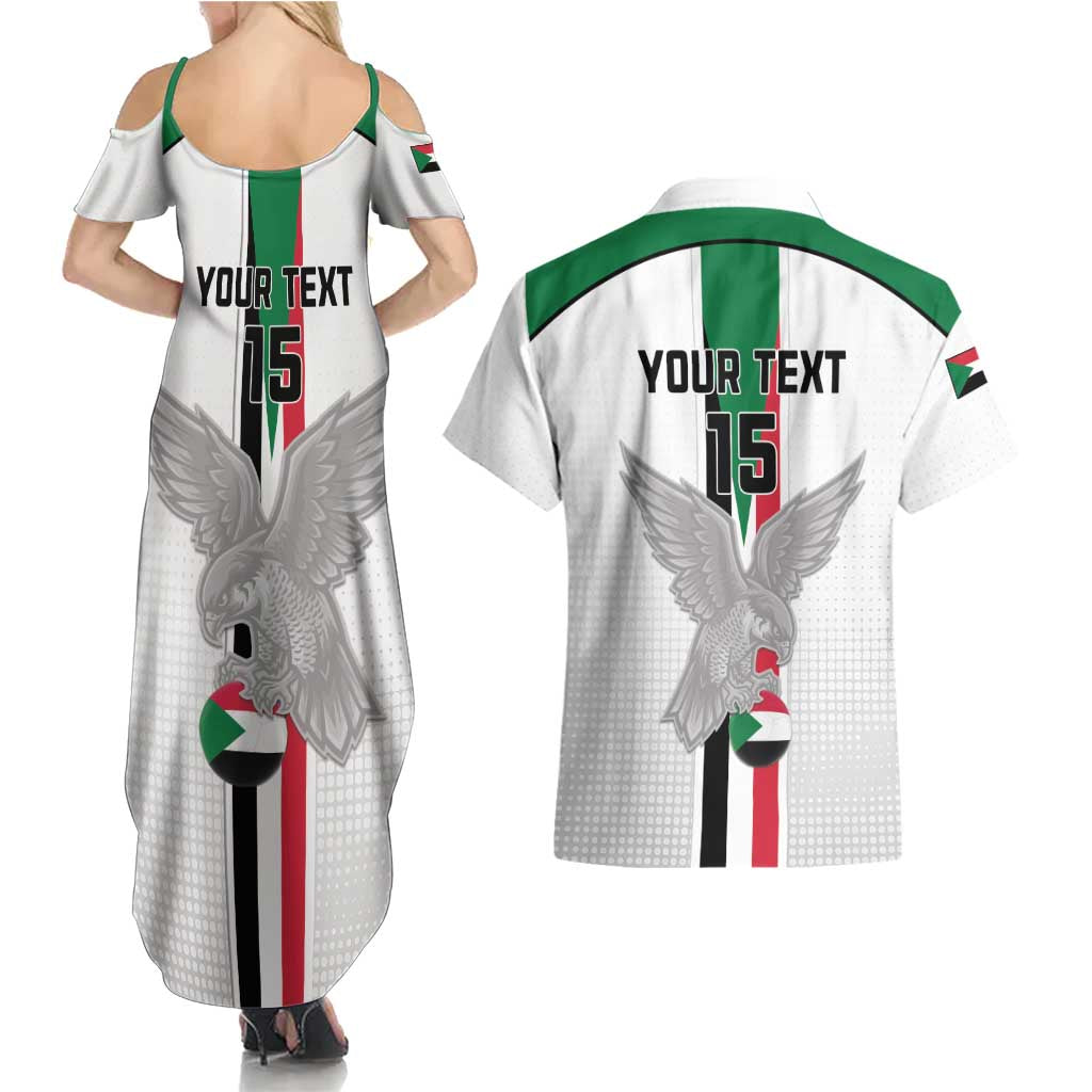 Custom Sudan Football Couples Matching Summer Maxi Dress and Hawaiian Shirt Go Champions Falcons of Jediane - Wonder Print Shop