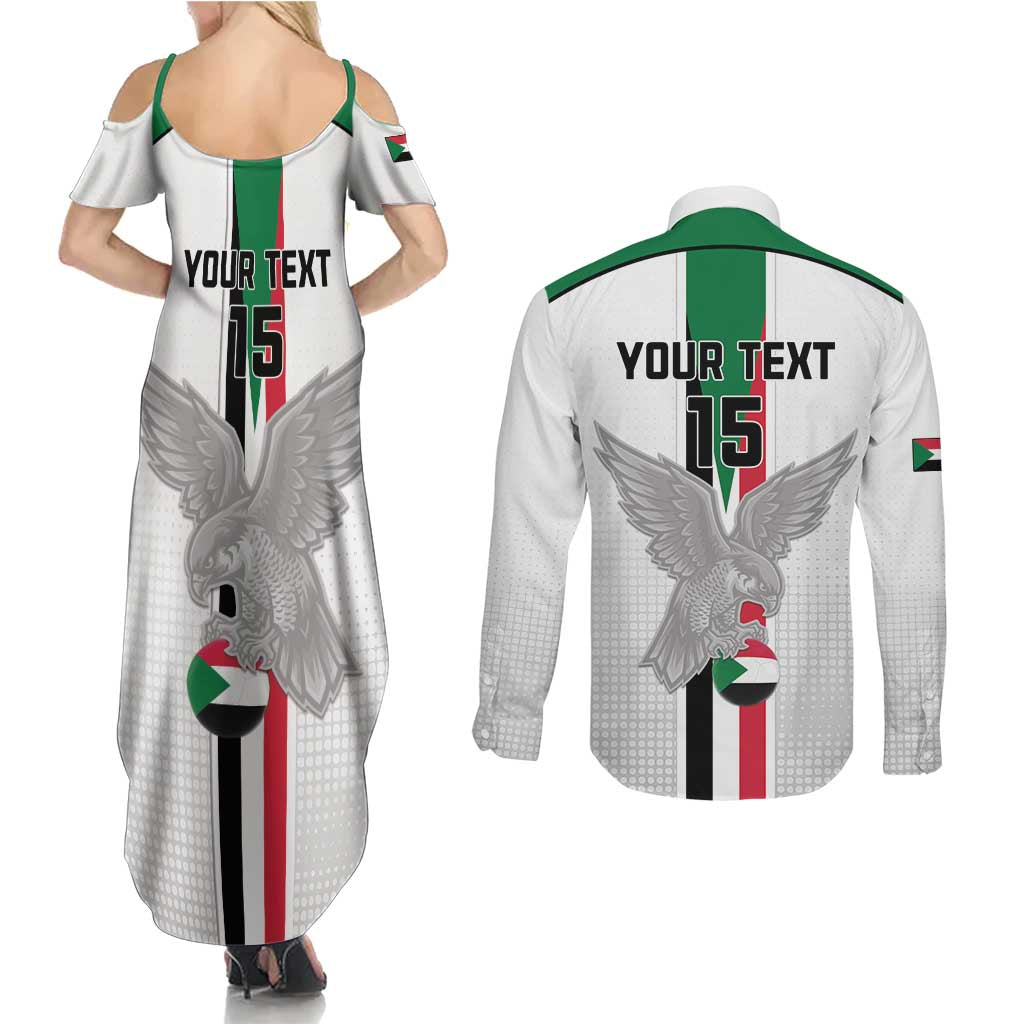 Custom Sudan Football Couples Matching Summer Maxi Dress and Long Sleeve Button Shirt Go Champions Falcons of Jediane - Wonder Print Shop