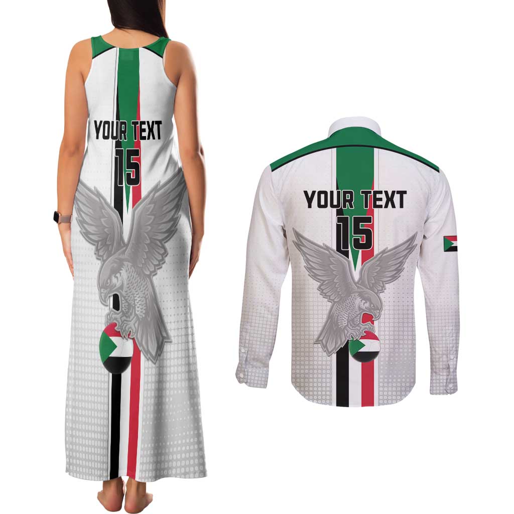 Custom Sudan Football Couples Matching Tank Maxi Dress and Long Sleeve Button Shirt Go Champions Falcons of Jediane - Wonder Print Shop