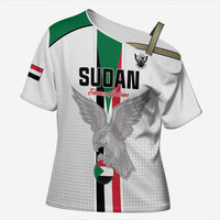 Custom Sudan Football Cross Shoulder Shirt Go Champions Falcons of Jediane - Wonder Print Shop