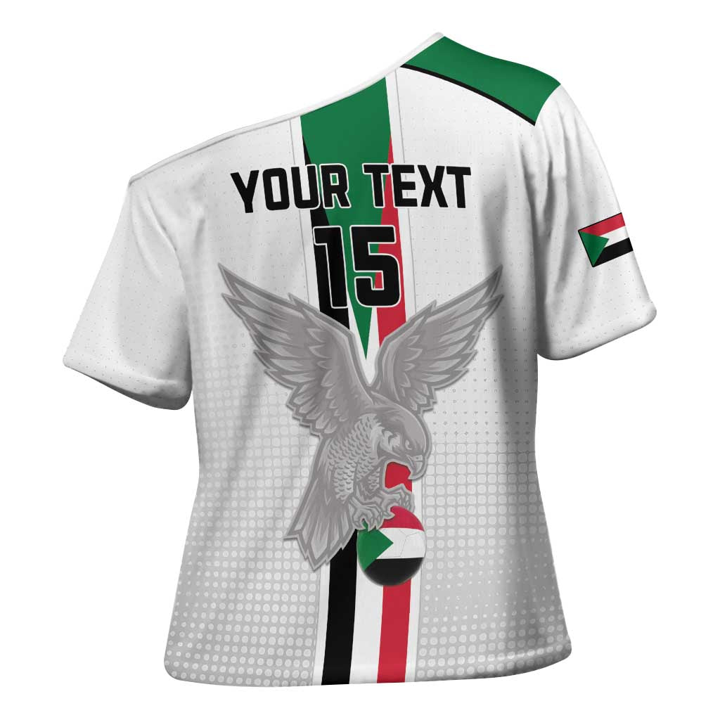 Custom Sudan Football Cross Shoulder Shirt Go Champions Falcons of Jediane - Wonder Print Shop