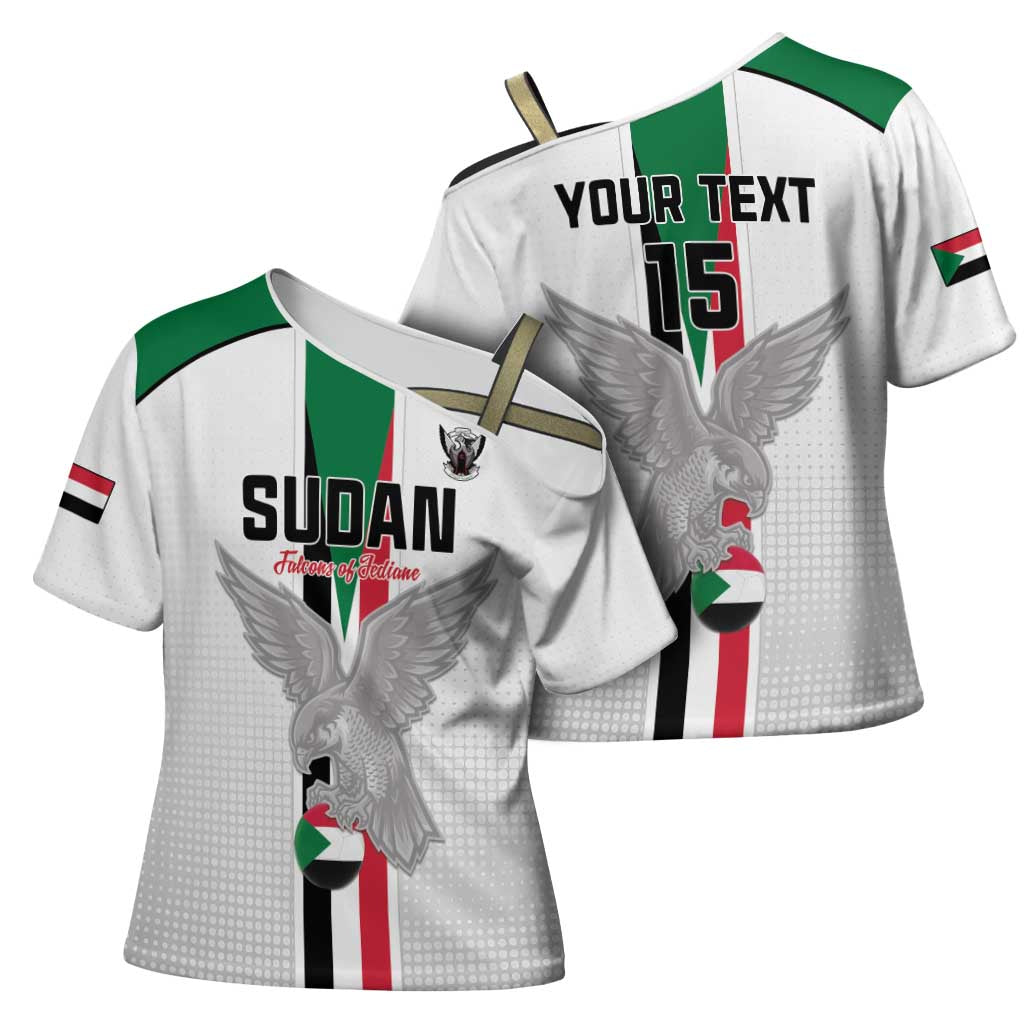 Custom Sudan Football Cross Shoulder Shirt Go Champions Falcons of Jediane - Wonder Print Shop